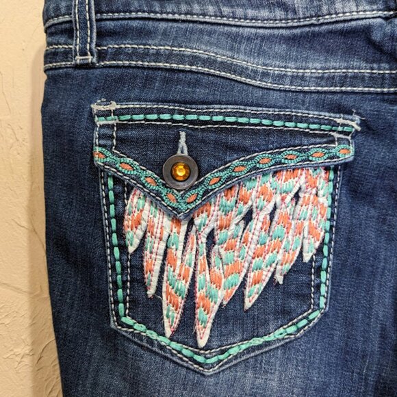 Wrangler Rock 47 Western Jeans Womens 31 Embroidered y2k Bling Low Rise Pants - Picture 5 of 11